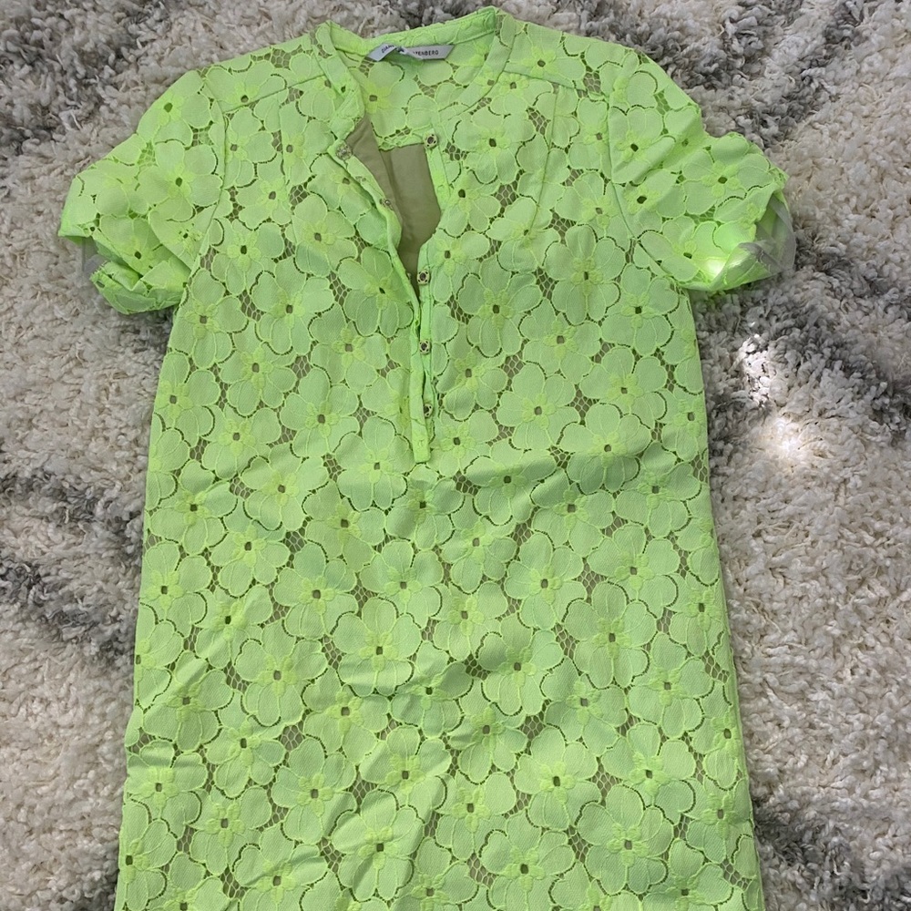 Neon yellow/green floral lace dress